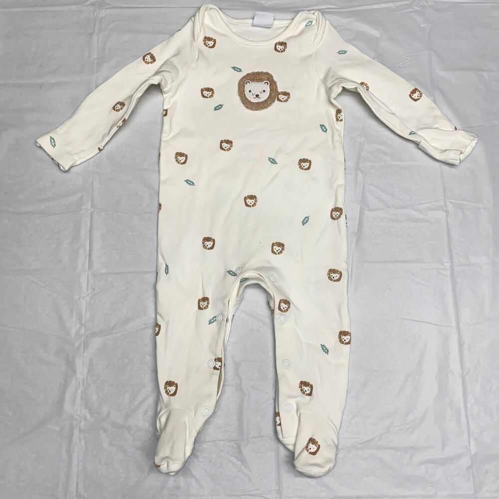 John Lewis Unisex Baby Lion Sleepsuit Footed One-Piece Pajamas Size 3-6 Months